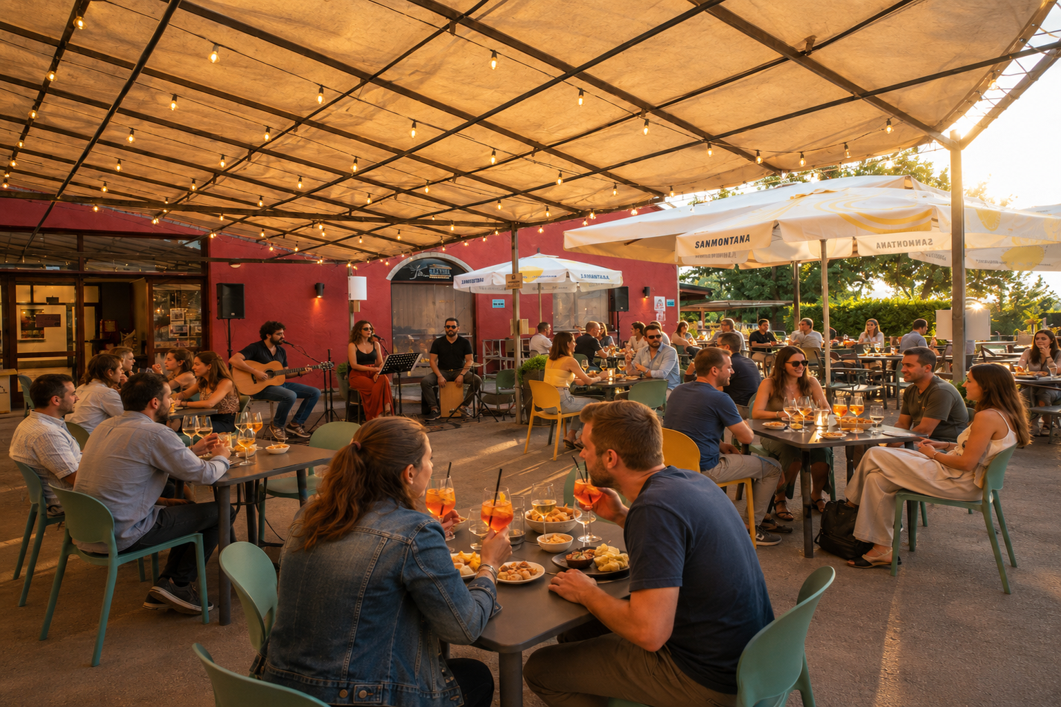 Festa nel dehor con musica dal vivo e aperitivo
