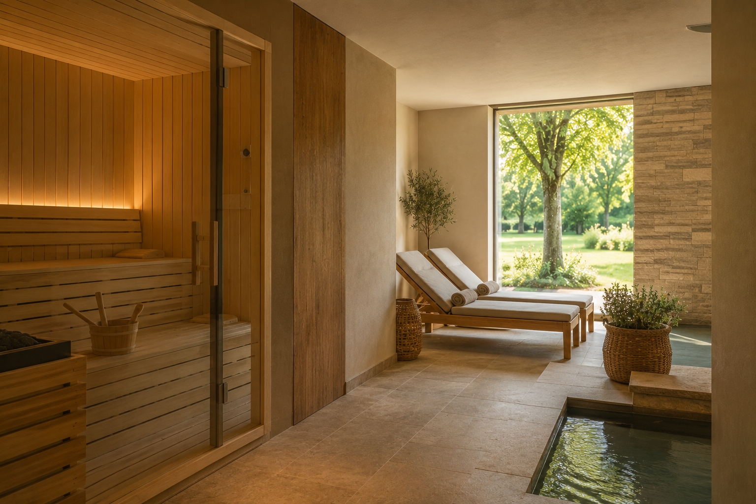 L'area benessere con sauna e zona relax