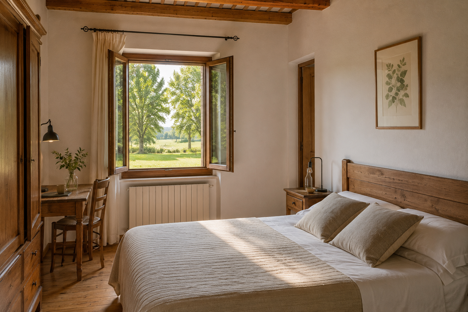 Camera del B&B affacciata sul verde